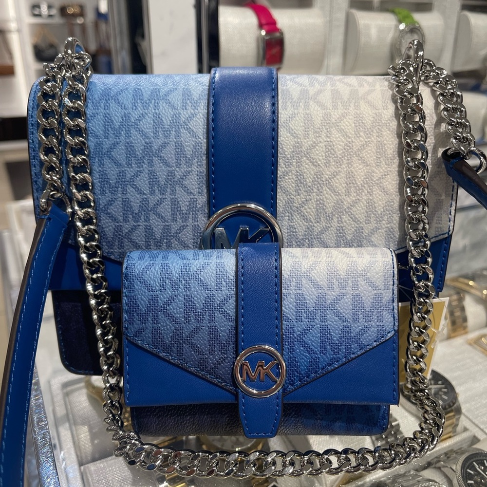Michael Kors Greenwich Sm Color-Block Logo Flap Crossbody & Md Tri-Fold Wallet - Picture 11 of 16